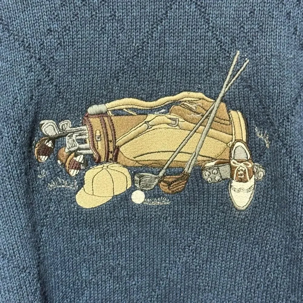 Vintage Pinnacle Golf Crew Neck Sweater Blue Large